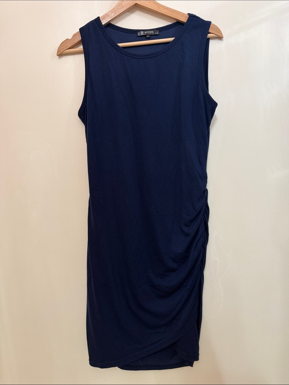 Stitch Navy Sleeveless Ruched Side Midi Dress